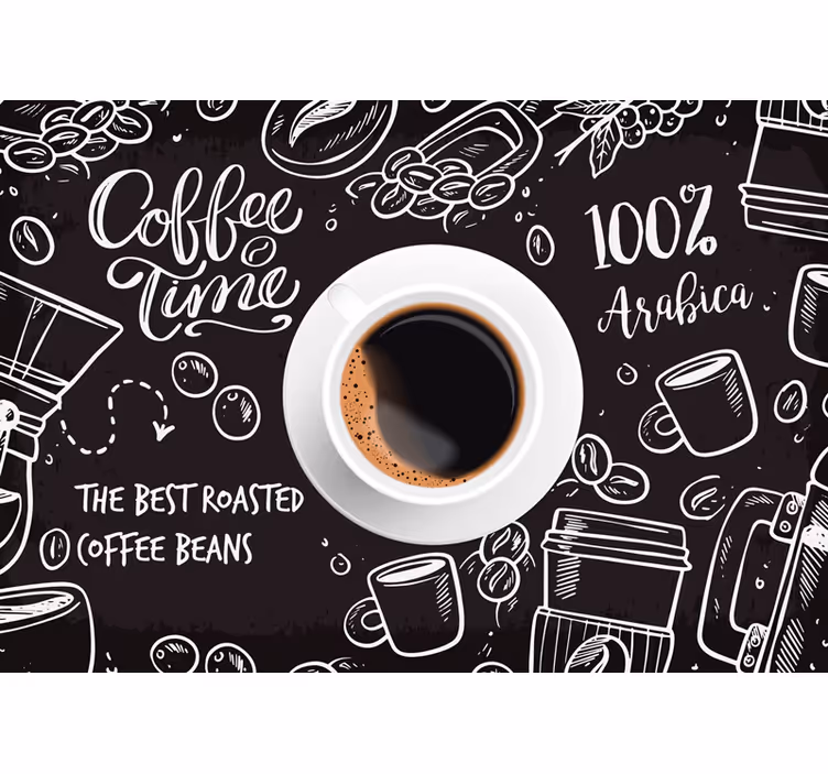 Mural de parede com frases design hora do café - TenStickers