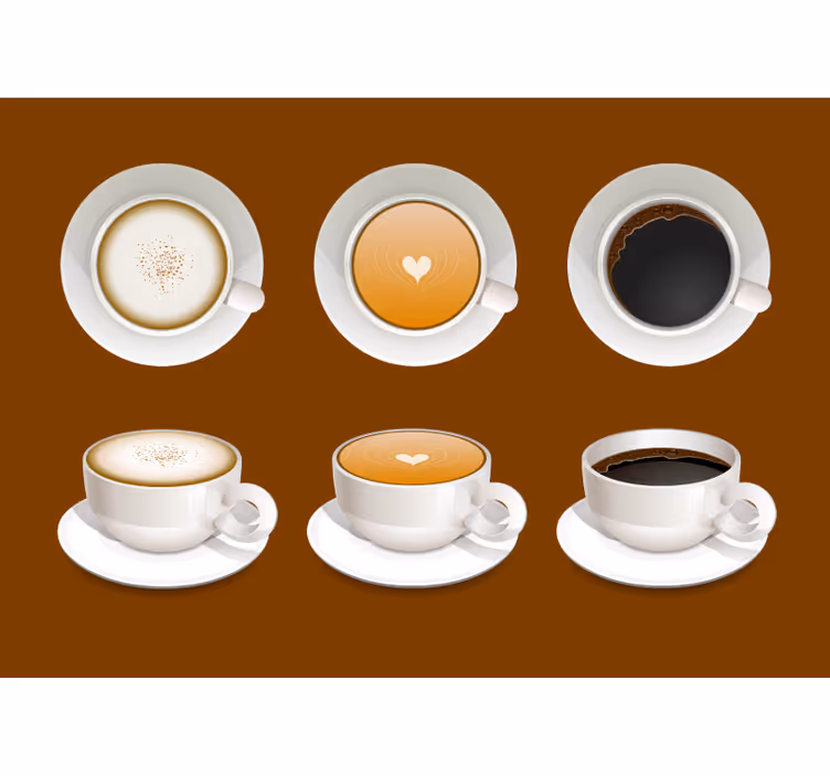 Mural de parede com frases designs de xícaras de café - TenStickers