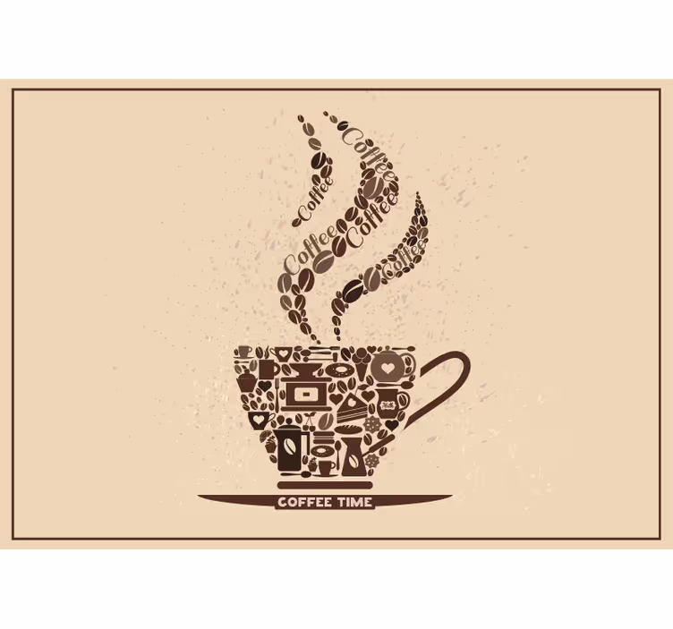 Mural de parede com frases frase da hora do café - TenStickers