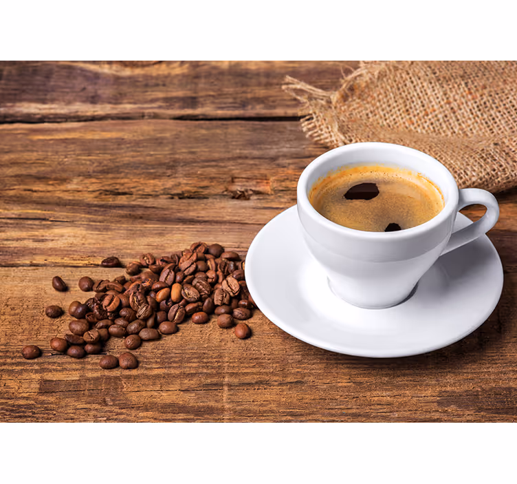Murais de Parede Café em uma mesa de madeira - TenStickers