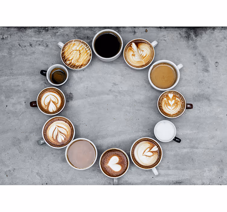Murais de Parede Canecas de café diferentes em círculo - TenStickers