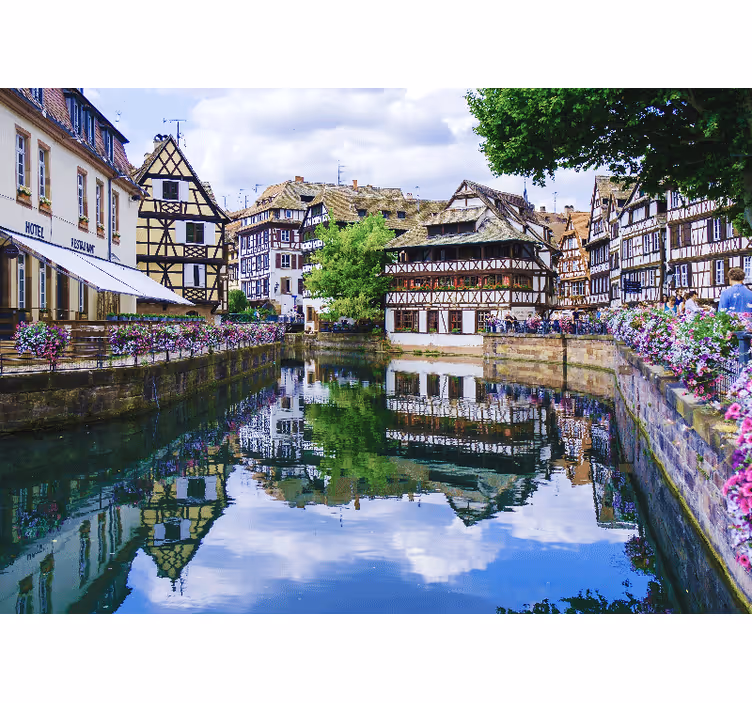 Fotomurais cidades e países charmosa vila ribeirinha - TenStickers