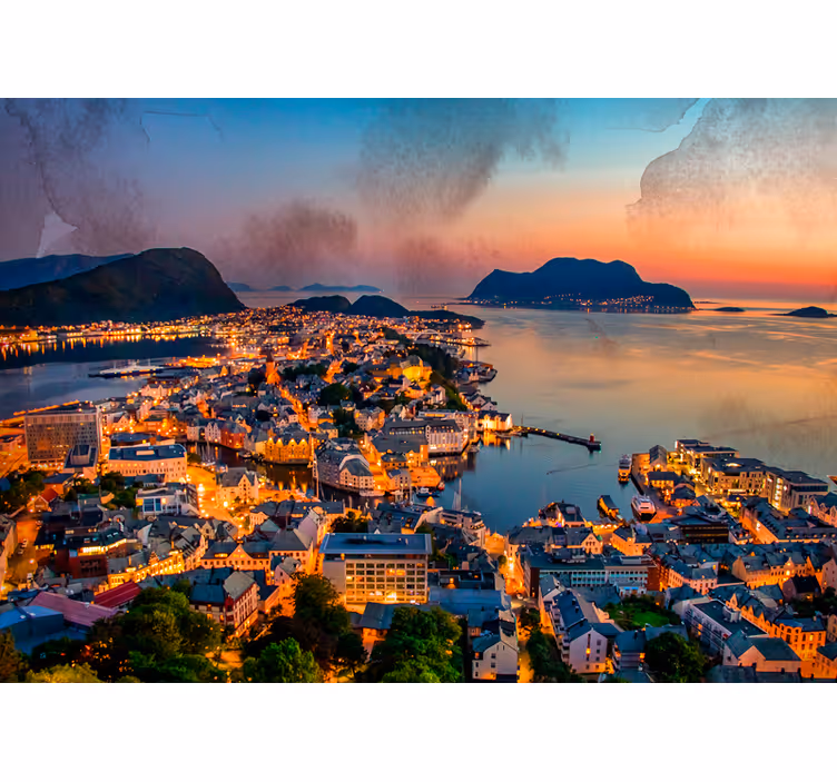 Fotomurais cidades e países vista panorâmica da costa - TenStickers