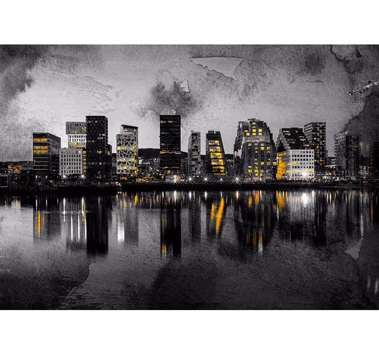 Fotomurais cidades e países reflexo do horizonte moderno - TenStickers