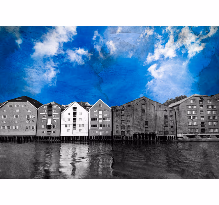 Fotomurais cidades e países casas à beira-mar de nora - TenStickers