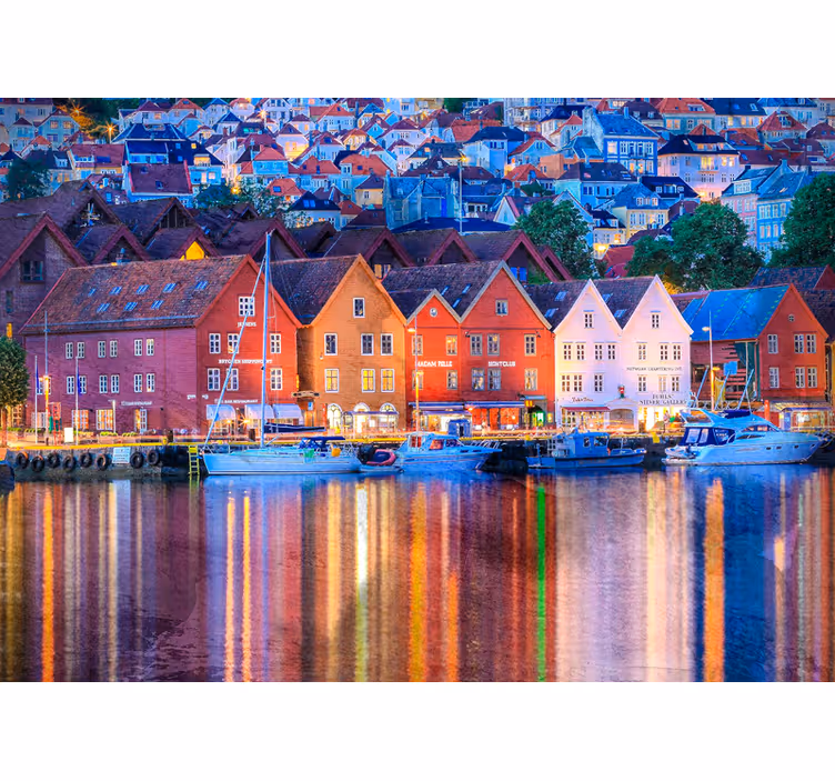 Fotomurais cidades e países casas costeiras coloridas - TenStickers