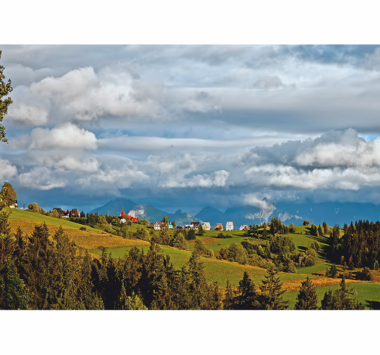 Fotomurais de paisagens vista de campo montanhoso - TenStickers