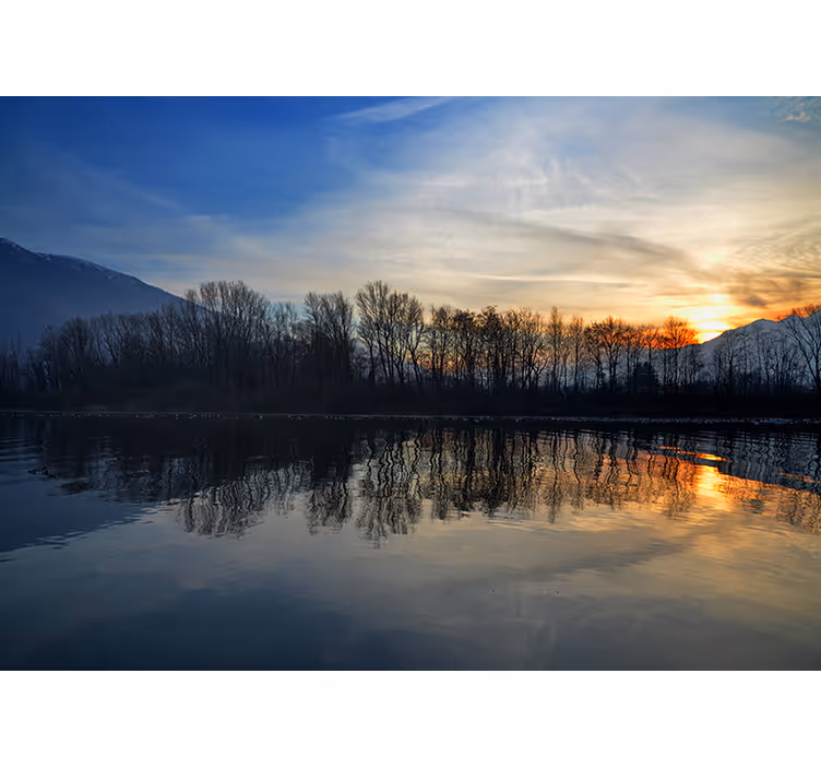 Fotomurais de paisagens pôr do sol tranquilo no lago - TenStickers