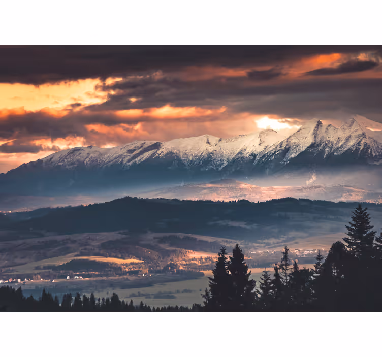 Mural de parede montanha picos nevados majestosos - TenStickers