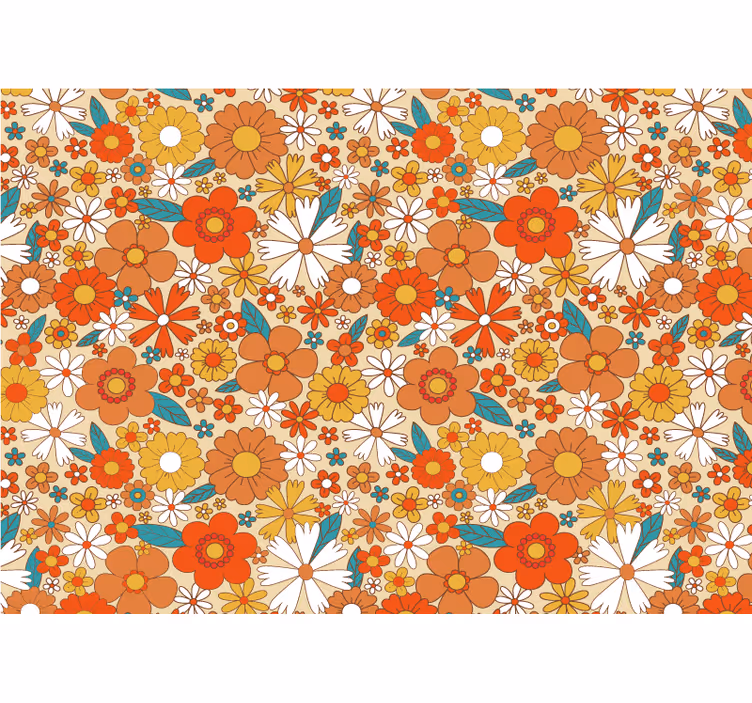 Fotomurais flores com padrão floral vibrante - TenStickers