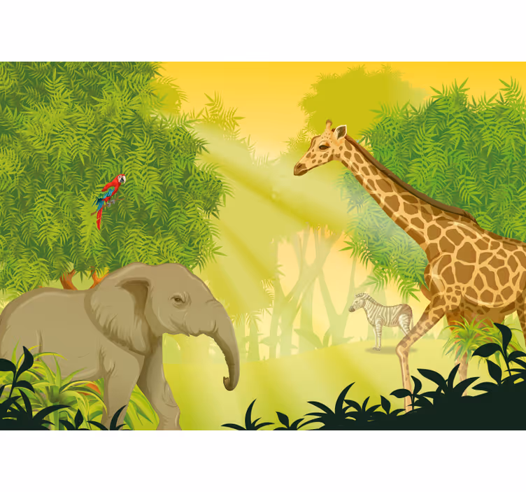 Mural de parede animais cena de safári na savana - TenStickers