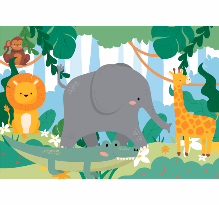 Mural de parede animais da selva amigáveis - TenStickers