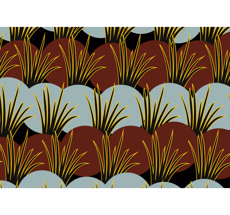 Mural de parede natureza com padrões de grama estilizados - TenStickers