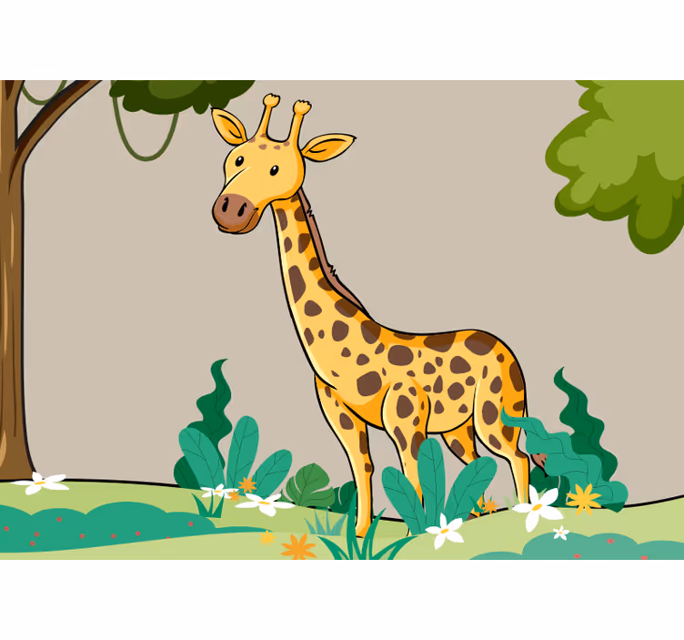 Mural de parede animais cena de girafa divertida - TenStickers
