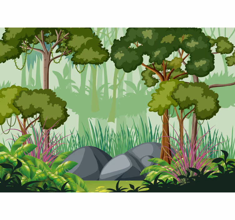Fotomural selva paisagem de folhagens vibrantes - TenStickers