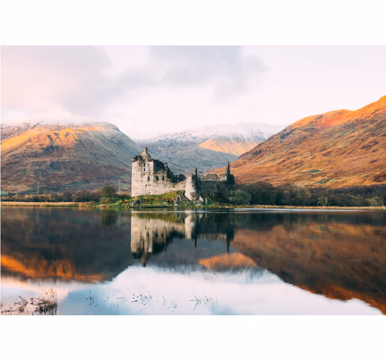 Fotomurais de paisagens reflexo do castelo escocês - TenStickers