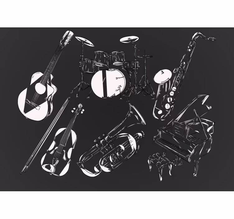 Mural de parede música coleção de instrumentos musicais - TenStickers
