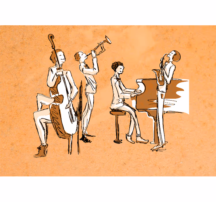 fotomural de parede de notas musicais de jazz vintage - TenStickers