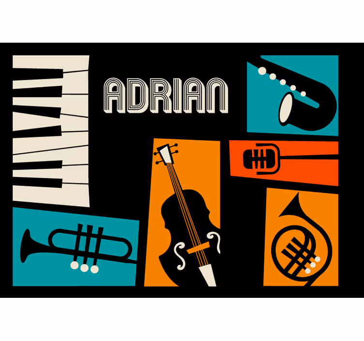 Mural de parede música instrumentos musicais vibrantes - TenStickers