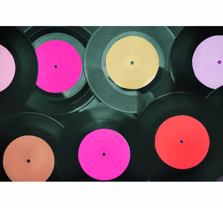 Mural de parede música agrupamento de discos de vinil - TenStickers