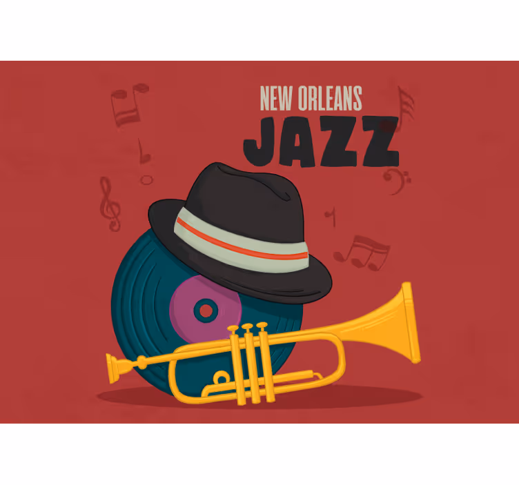 fotomural de parede de notas de música jazz de new orlea - TenStickers