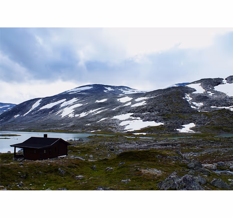 Fotomurais de paisagens refúgio no lago da montanha - TenStickers