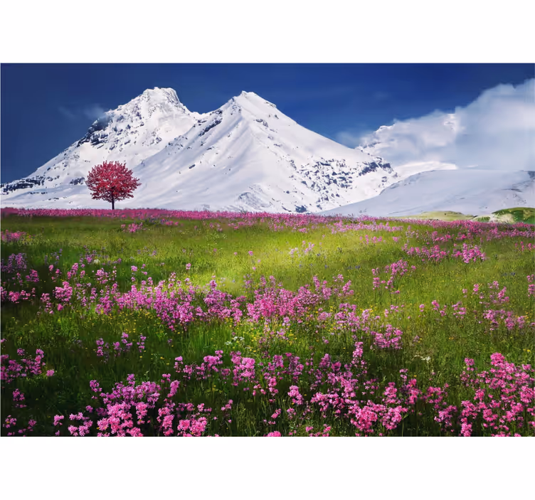 Mural de parede natureza montanhas nevadas florescem - TenStickers