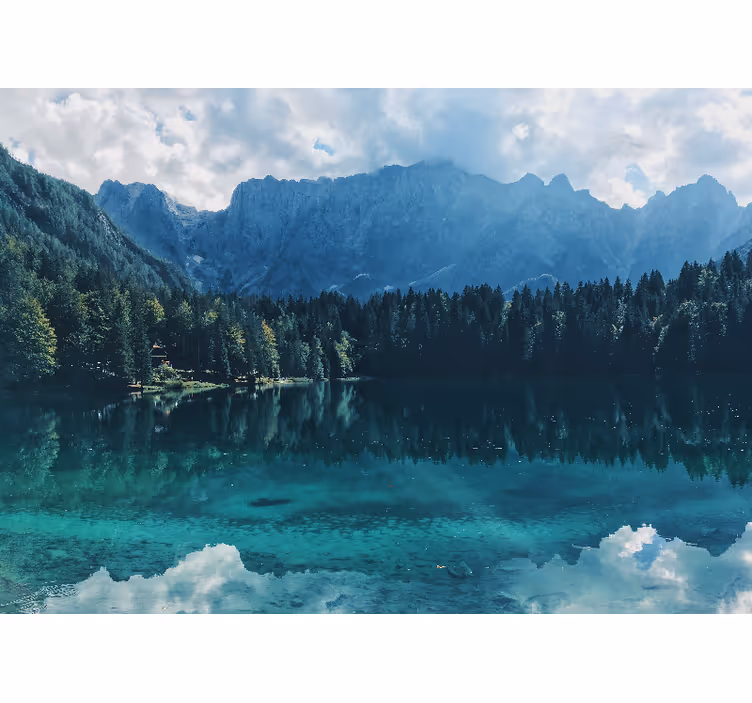 Fotomurais de paisagens lago eco da montanha - TenStickers