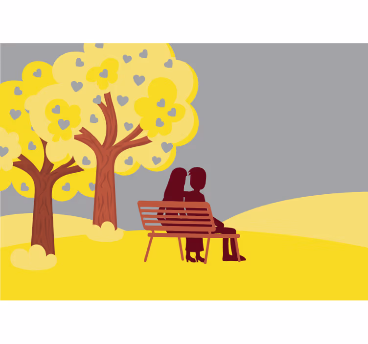 Mural de parede amor silhueta de casal romântico - TenStickers