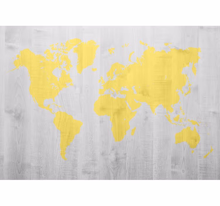 Mural de parede mapa mundial amarelo - TenStickers