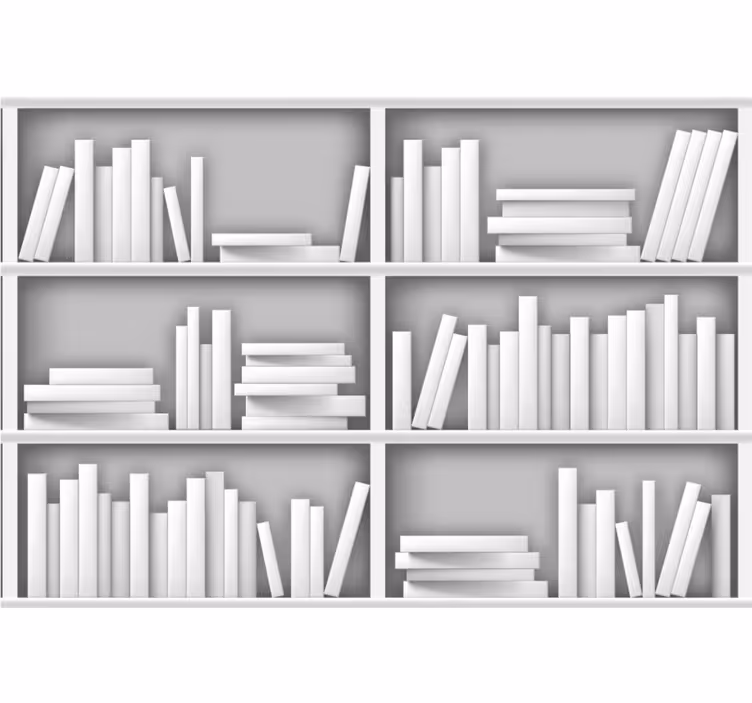 Fotomurais modernos Prateleiras brancas da biblioteca - TenStickers