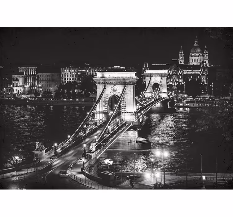 Fotomurais cidades e países ponte das correntes à noite - TenStickers