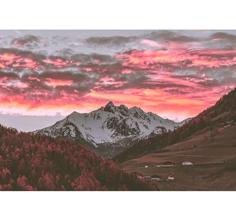 Mural de parede montanha pôr do sol deslumbrante - TenStickers