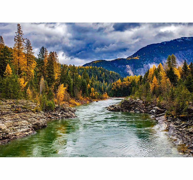 Fotomurais de paisagens rio montanhoso cênico - TenStickers