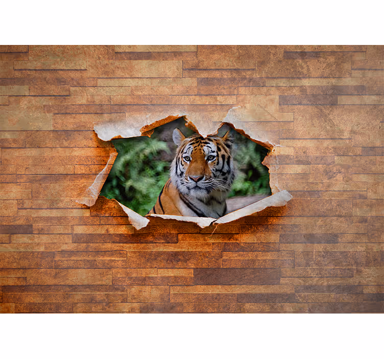 Murais de Parede 3D Parede de tijolos sujos com uma foto - TenStickers