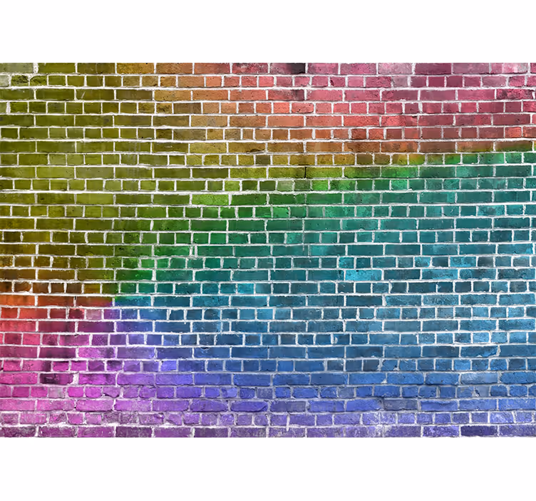 Fotomurais texturas e padrões padrão de tijolos arco-íris - TenStickers