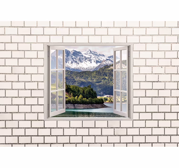 Fotomurais de paisagens refúgio com vista para montanhas - TenStickers