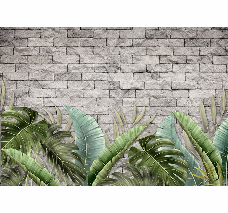 Fotomurais texturas e padrões Jardim verde na parede de tijolos - TenStickers