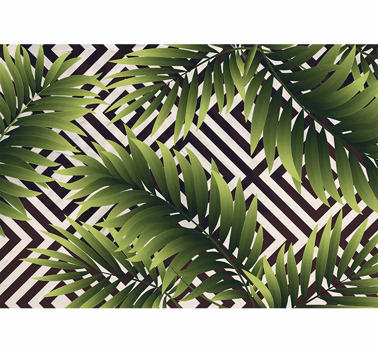 Fotomurais de paisagens Plantas tropicais em quadrados pretos e b - TenStickers
