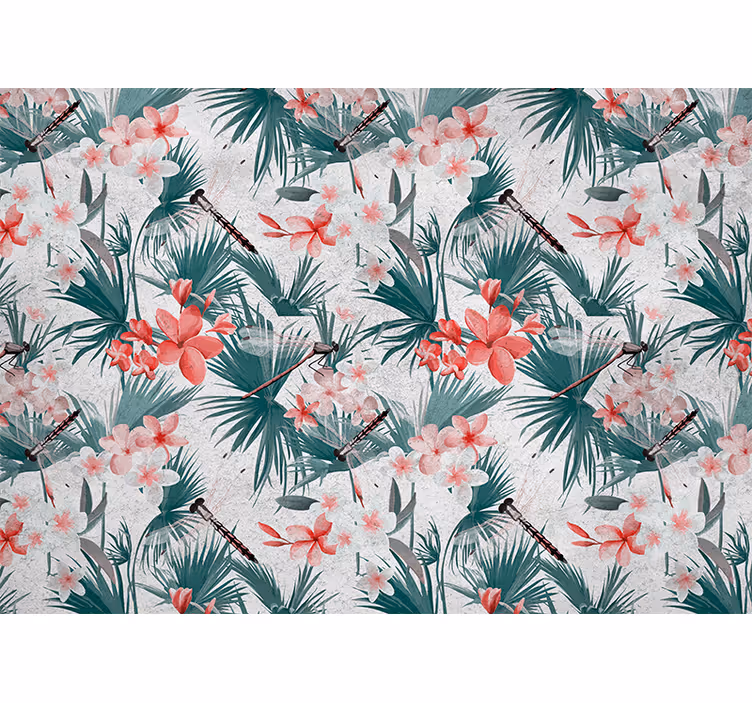 Fotomurais flores com design floral tropical - TenStickers