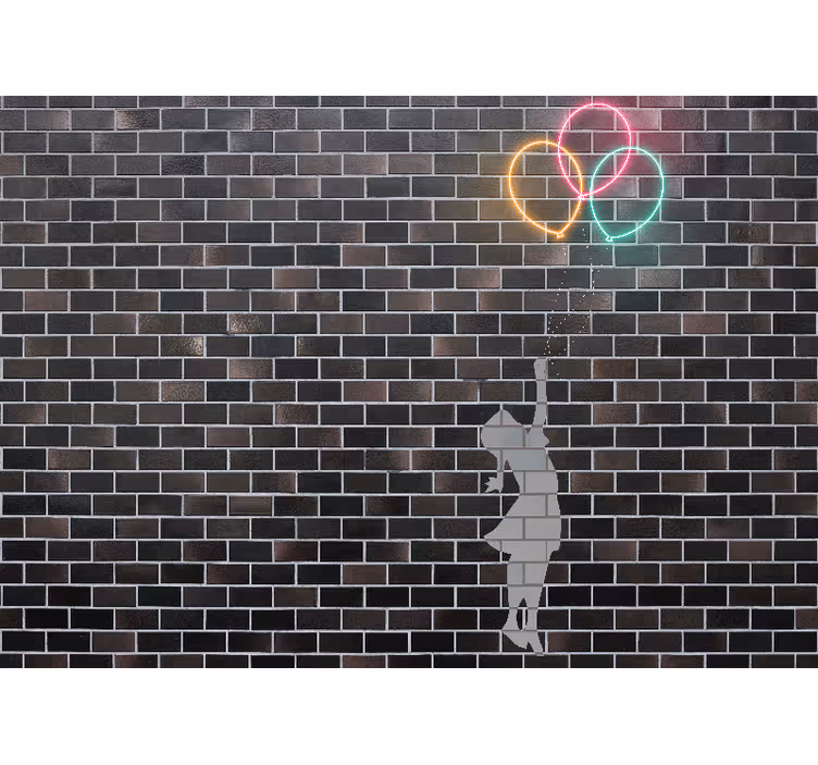 Mural de parede de arte urbana menina pegando balões - TenStickers