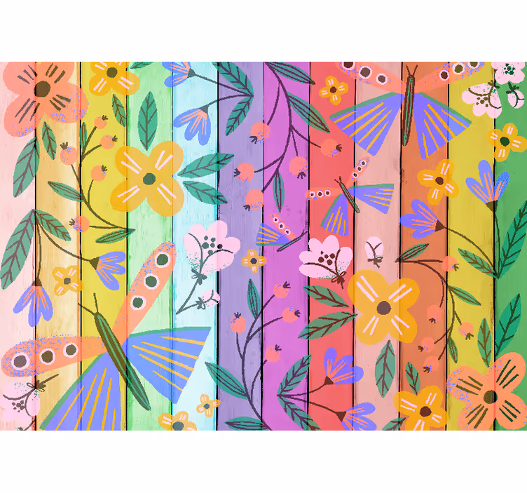 Fotomurais flores com motivos botânicos vibrantes - TenStickers