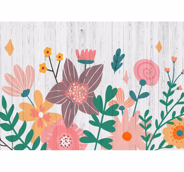 Fotomurais flores Desenho de flores coloridas da primavera - TenStickers