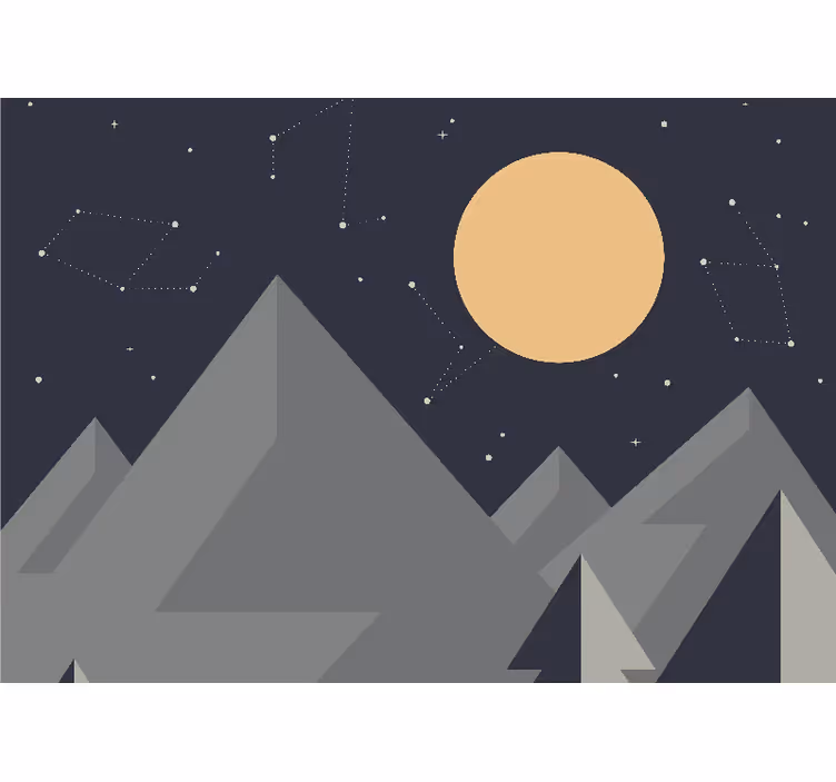 Mural de parede espaço picos de montanha iluminados pela lua - TenStickers