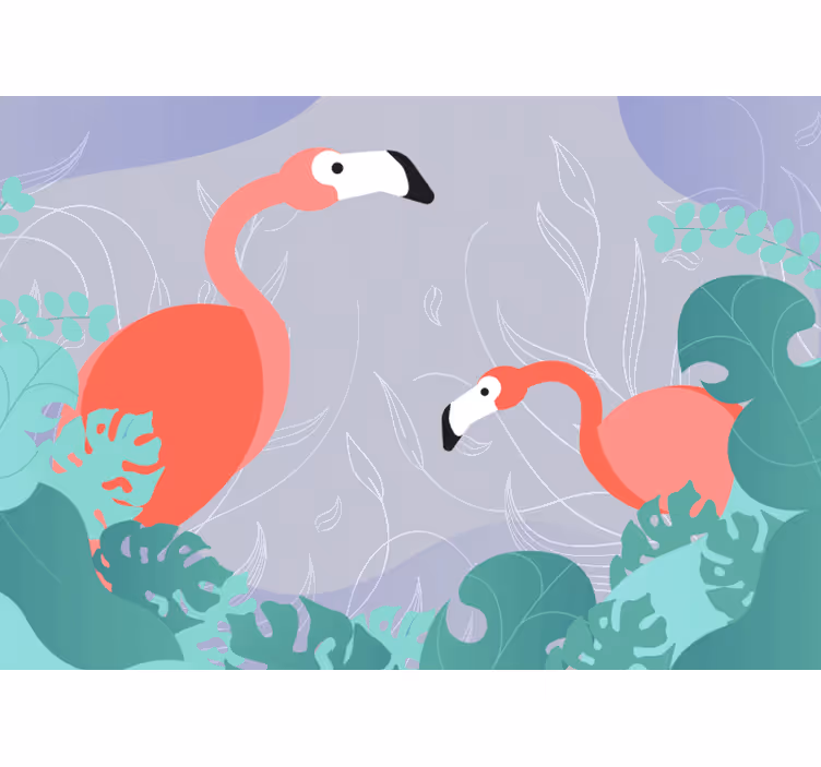 Mural de parede animais família de flamingos - TenStickers