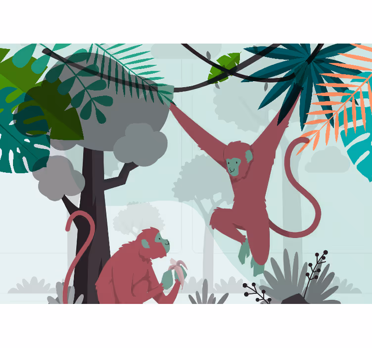 Mural de parede animais macacos balançando - TenStickers