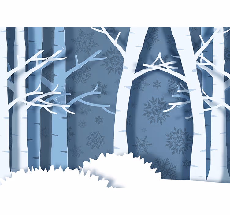 Fotomurais de paisagens árvores de inverno em fundo azul - TenStickers