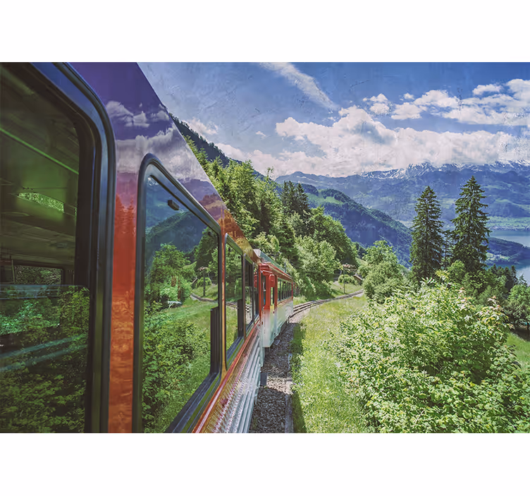 Fotomurais de paisagens viagem de trem nas montanhas - TenStickers