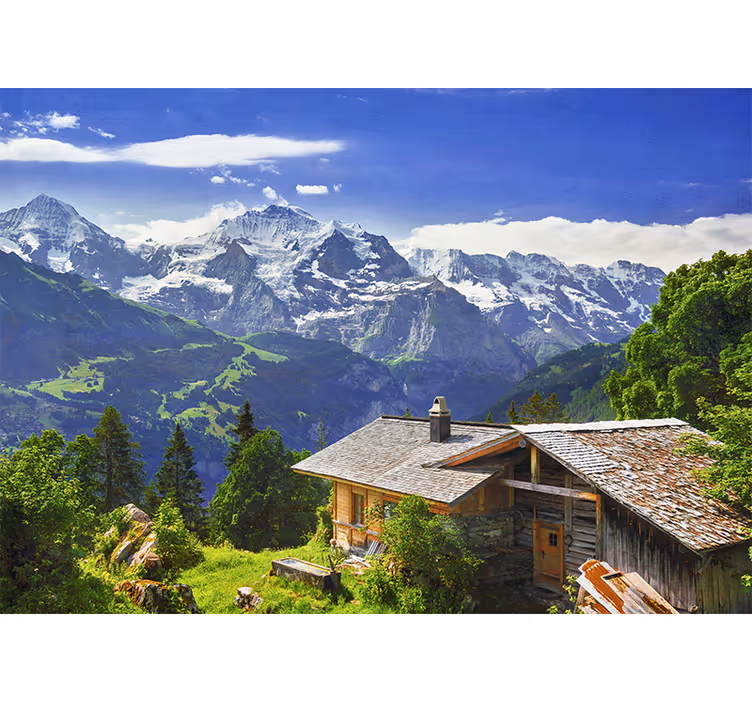 Fotomurais de paisagens cena de refúgio nas montanhas - TenStickers