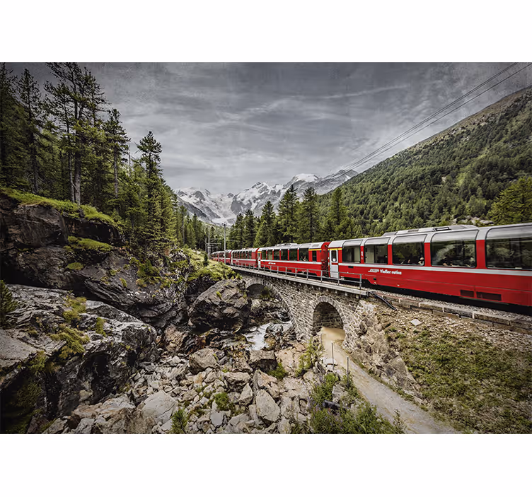 Fotomurais cidades e países viagem de trem montanhoso - TenStickers